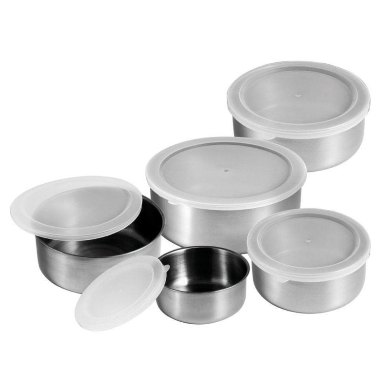 Conjunto de Tigelas de Inox com Tampa – 5 peças